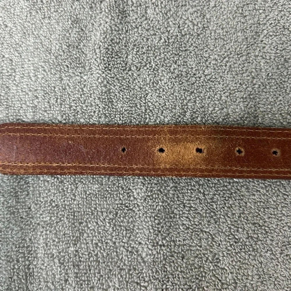 Made in Florence Italy Vera Pelle Brown Leather Embossed Belt 115 3709-35 Mens